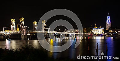 Modern Bridge in the Historical City of Kampen, Netherlands Editorial Stock Photo