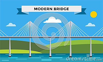 Modern bridge vector illustration Vector Illustration