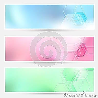 Modern bright hexagon cards collection Vector Illustration