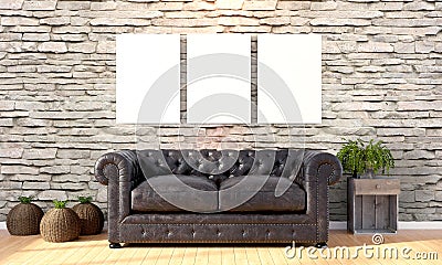 Modern bright interior . 3D render Stock Photo