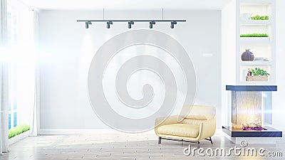 Modern bright interior . 3D rendering Stock Photo