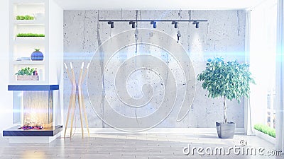 Modern bright interior . 3D rendering Stock Photo