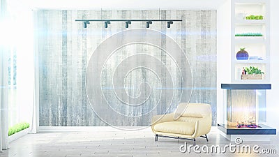 Modern bright interior . 3D rendering Stock Photo