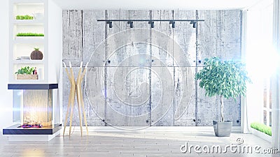 Modern bright interior . 3D rendering Stock Photo