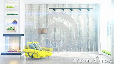 Modern bright interior . 3D rendering Stock Photo