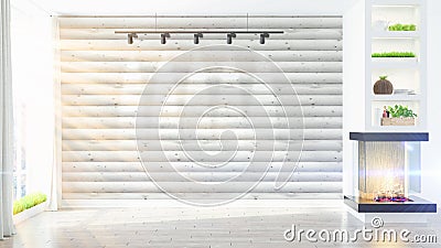 Modern bright interior . 3D rendering Stock Photo