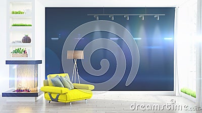 Modern bright interior . 3D rendering Stock Photo