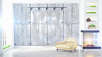 Modern bright interior . 3D rendering Stock Photo