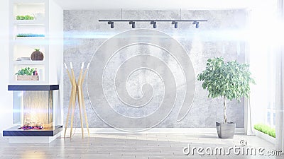 Modern bright interior . 3D rendering Stock Photo