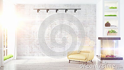 Modern bright interior . 3D rendering Stock Photo