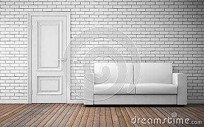 Modern bright room interior. 3d rendering Stock Photo