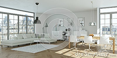 Modern bright skandinavian flat interior design Editorial Stock Photo