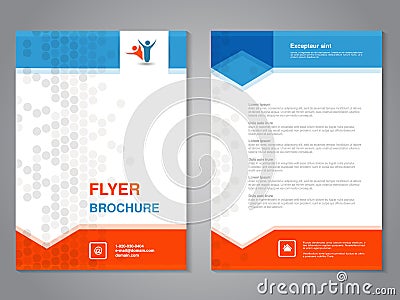 Modern brochure, abstract flyer with simple dotted design. Layout template with arrows. Aspect Ratio for A4 size. Poster of blue, Vector Illustration