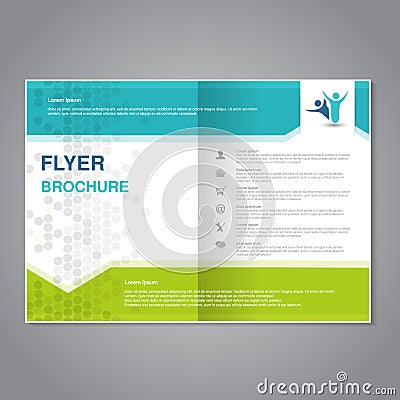 Modern brochure, abstract flyer with simple dotted design. Layout template with arrows. Aspect Ratio for A4 size. Poster of Vector Illustration