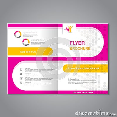 Modern brochure, abstract flyer, simple dotted design with round shapes. Layout template. Aspect Ratio for A4 size. Poster of pink Vector Illustration