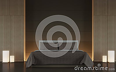 Modern brown bedroom interior minimal style 3d rendering image Stock Photo