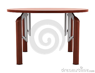 Modern brown round office wooden table isolated Stock Photo