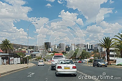 Modern building on the central street of Windhoek, Namibia Editorial Stock Photo