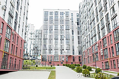 Modern building in city. Residential multi storey apartment buildings Stock Photo