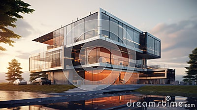 Modern building created with Generative AI. Urban architecture with several flats. Stock Photo