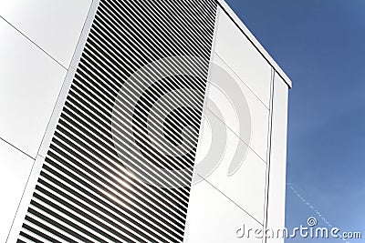 Modern building detail with metal grill Stock Photo