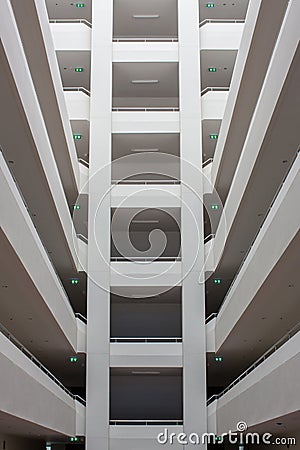 Modern building layers of floor structure. Abstract Tunnel corridor stack building with symmetry layer . Stock Photo