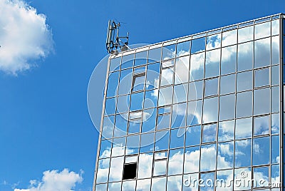 Modern building. Modern office building with facade of glass. Stock Photo