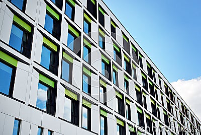 Modern building. Modern office building with facade of glass. Stock Photo