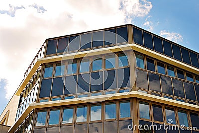 Modern building. Modern office building with facade of glass. Stock Photo