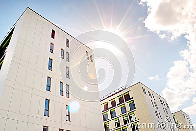 Modern building. Modern office building with facade of glass. Stock Photo