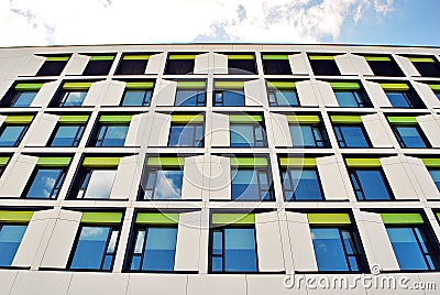 Modern building. Modern office building with facade of glass. Stock Photo