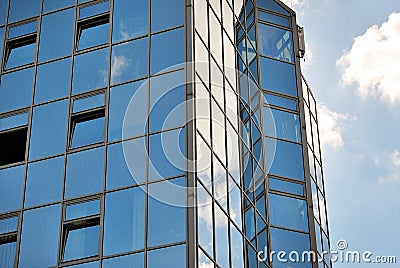 Modern building. Modern office building with facade of glass. Stock Photo