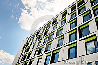 Modern building. Modern office building with facade of glass. Stock Photo