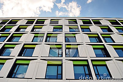 Modern building. Modern office building with facade of glass. Stock Photo