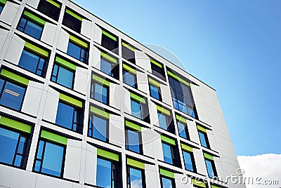 Modern building. Modern office building with facade of glass. Stock Photo