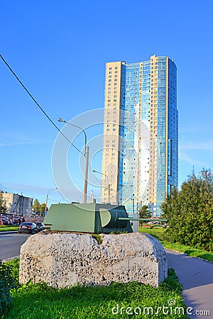 Modern building on the outskirts of St. Petersburg. Editorial Stock Photo