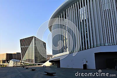 A modern building of Philharmonie in Luxembourg City Editorial Stock Photo