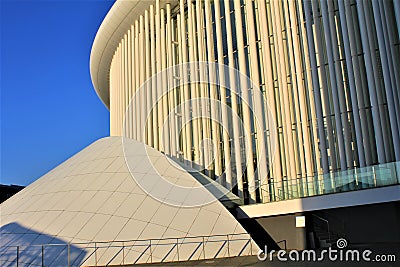 A modern building of Philharmonie in Luxembourg City Editorial Stock Photo