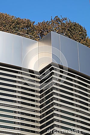 Modern building with rooftop garden . Ecology design . Stock Photo