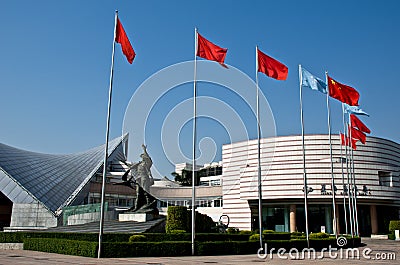 Modern building of Xinghai Concert Hall and music square in GuangZhou City, urban scenery of China Asia. Editorial Stock Photo