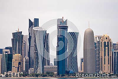 Skyline Doha in the afternoon at Doha corneach, Qatar 10-04-2024 Editorial Stock Photo