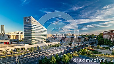 Modern buildings in the new area of Portello timelapse, Milan, Italy Stock Photo