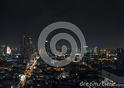 Modern buildings in silom area of bangkok thailand at night Editorial Stock Photo