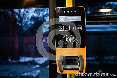 Modern bus punch validator close up Stock Photo