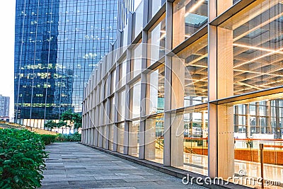 Aluminium alloy construction glass wall structure of modern building Stock Photo