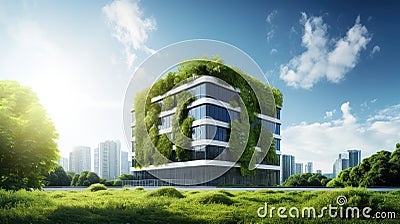 modern business building nature background Cartoon Illustration