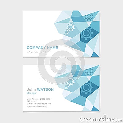 Modern business card with flat abstract triangle p Vector Illustration