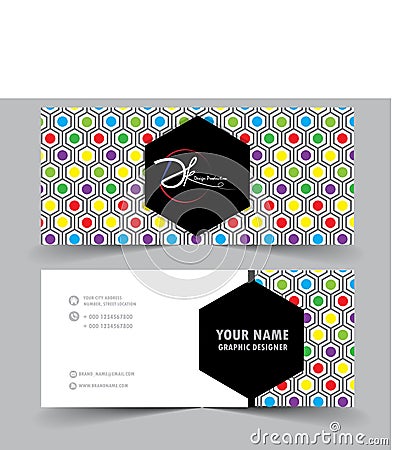 Modern business card with hexagon background Vector Illustration