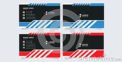 Modern business card print templates. Vertical business cards. Blue and black colors. Vector Vector Illustration