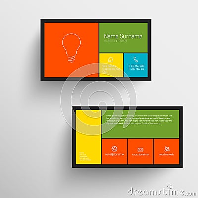 Modern business card template with flat mobile user interface Vector Illustration